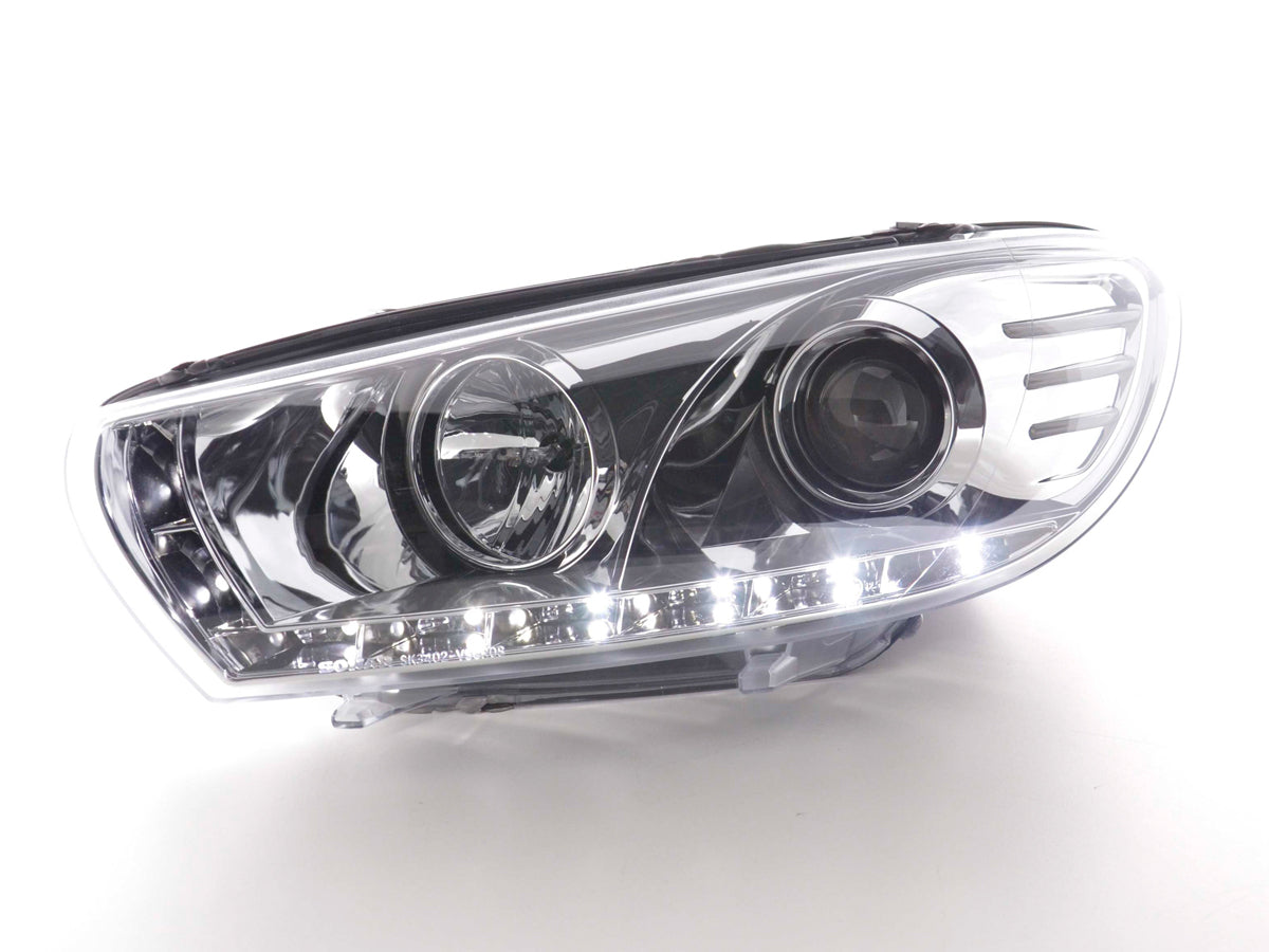 Scheinwerfer Set Daylight LED Tagfahrlicht VW Scirocco 3 Typ 13 chrom Scheinwerfer Set Daylight LED Tagfahrlicht VW Scirocco 3 Typ 13 chrom